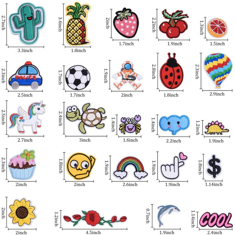 60 Pieces Iron-On Patches Cute DIY Clothing Patches Stickers Children Iron-On Patch Stickers Jeans Clothing Patches Plants Animals Cartoon