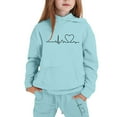thumbnail image 1 of PMVFHDE Stylish Girls Outfits Hooded Letter Print Sweatshirt Set For Everyday Wear And Comfort Sky Blue,3-4 Years, 1 of 4