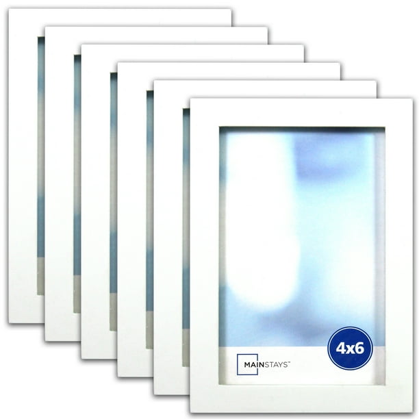 Mainstays Set of 6, White Gallery Linear Photo Frame 4x6”