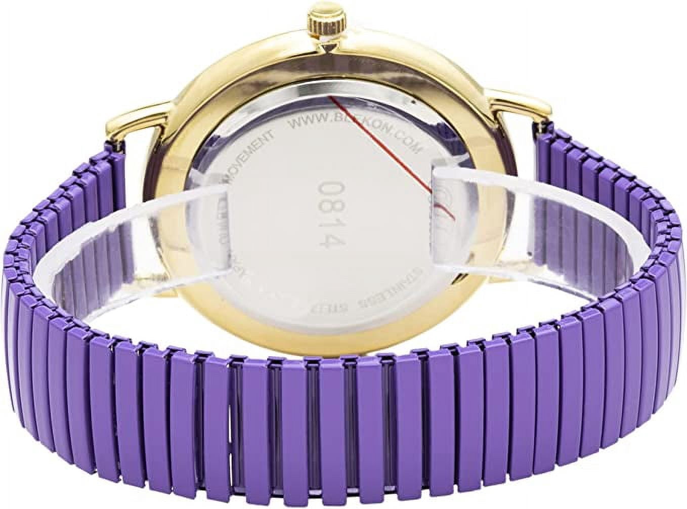 Blekon Women Wrist Watch Large 43mm White Face Stainless Steel Stretch Band Watch Analog Display