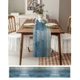 thumbnail image 3 of Blue Farmhouse Table Runner 36 Inches, Vintage Wooden Country Bed Runner Dresser Scarves Tabletop for Indoor Outdoor Parties/Ceremony/Banquet, 13"x 36", 3 of 8