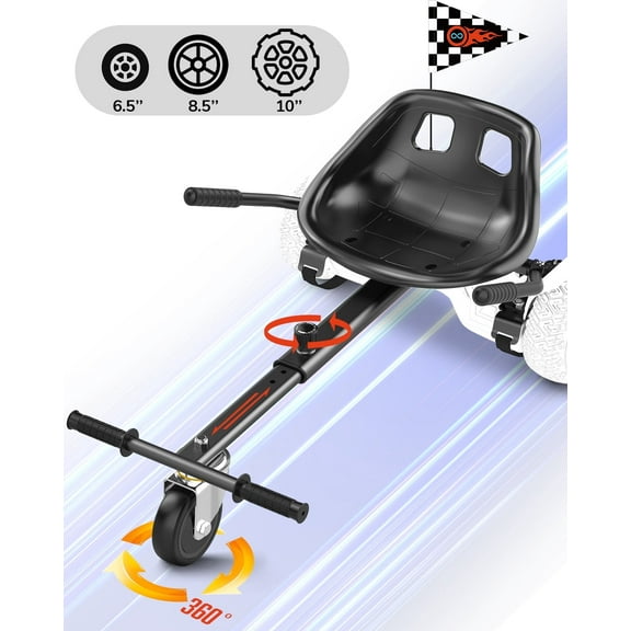GYROOR Go Kart with Rear Shock Absorption, Seat Accessory for 6"-10" Self-Balancing Scooter, Adjustable Frame & Off-Road Rubber Wheels (Scooter Not Included)