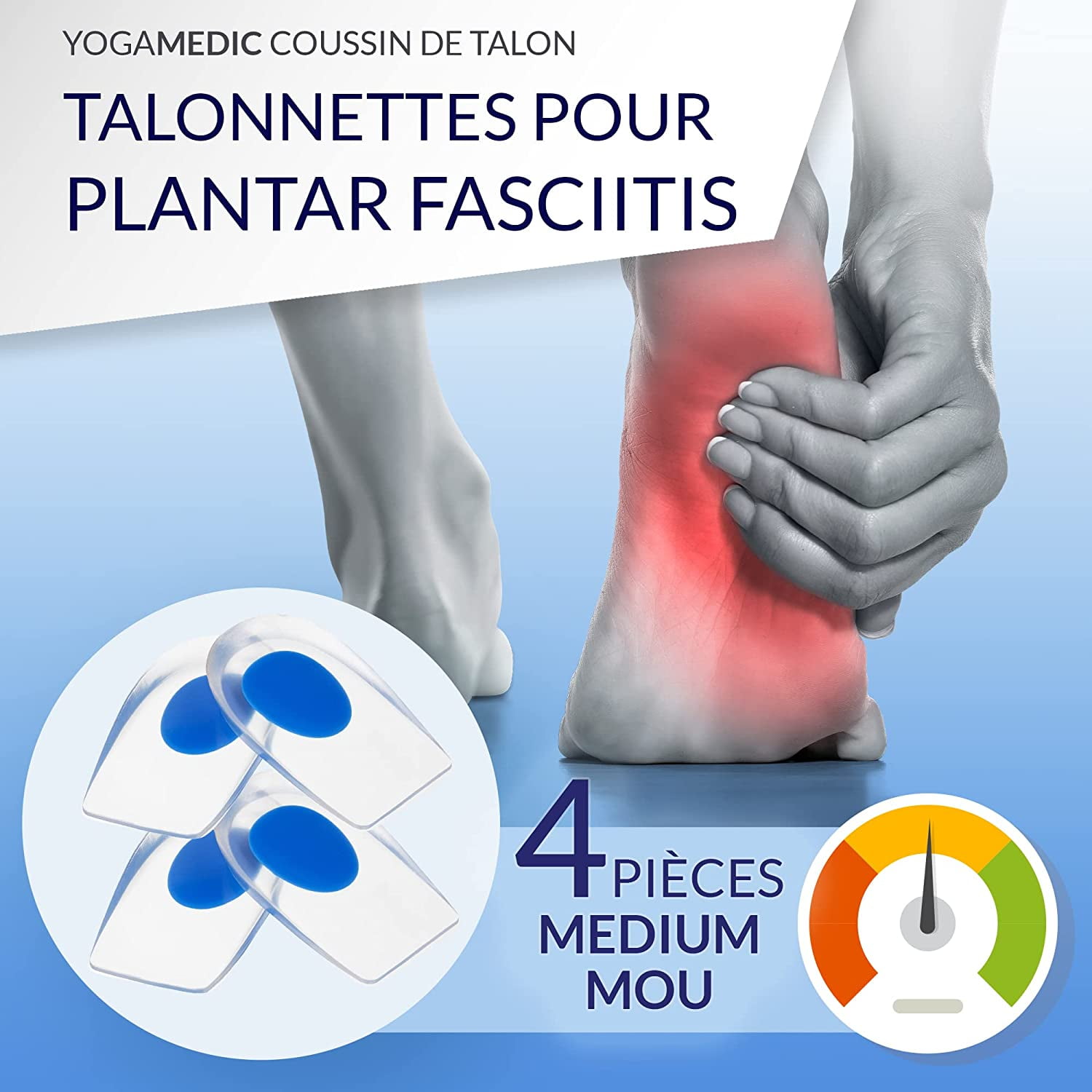 Calcanean Talon Éperon Pcs Semelle Orthopédique en Silicone Gel  Orthèse Tendinite Achille tendon Femme Homme Taille 40-45