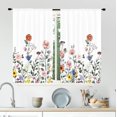 thumbnail image 3 of Watercolor Floral Kitchen Curtain Flower Cafe Curtain Rod Pocket 27.5W x 39L Rustic Plants Spring Blossom for Girl Woman Botanical Wildflower Nature Art Printed Small Window Drapes 2 Panel Set, 3 of 6