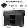 thumbnail image 2 of Farmhouse Kitchen Island with Sliding Barn Doors & Power Outlets - 53.7" Black, 2 of 8