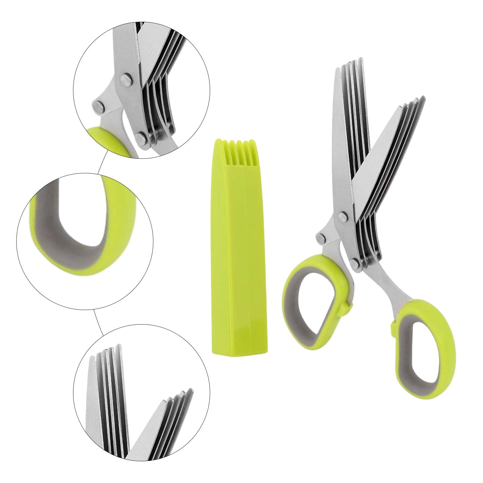 Herbs Scissors with 5 Layers Hreb and Cover Kitchen Gadgets Cutter