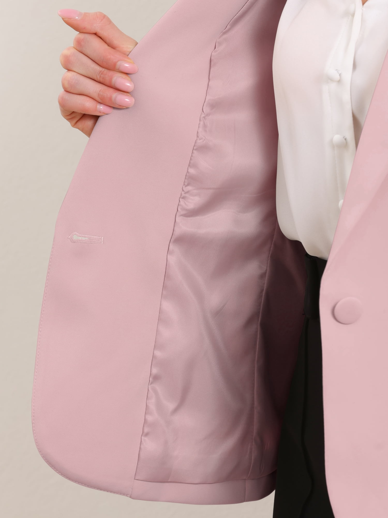 DARING DIVA Women's Casual Long Sleeve One Button Pockets Suit Jacket L Pink