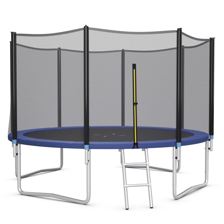 Demifill 12 Feet Outdoor Trampoline Bounce Combo, Trampoline with Safety Closure Net Ladder, Blue