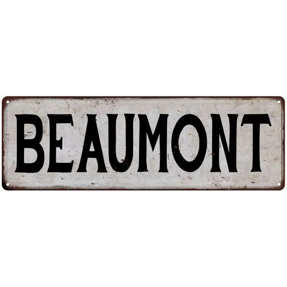 BEAUMONT Vintage Look Rustic Metal 8x24 Sign City State 108240041167