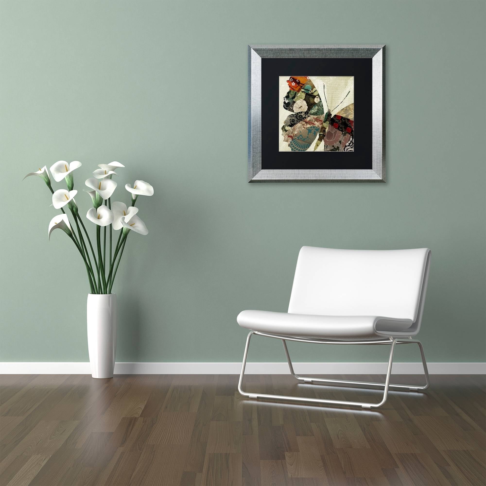 Trademark Fine Art "Butterfly Brocade III" Canvas Art by Color Bakery Black Matte, Silver Frame