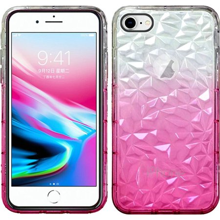 Diamond 2 Phone Apple iPhone 8 phone case iPhone 7 phone case, by Insten Two Tone Diamond Pattern Rubber TPU Transparent Case Cover For Apple iPhone 7/8 ()
