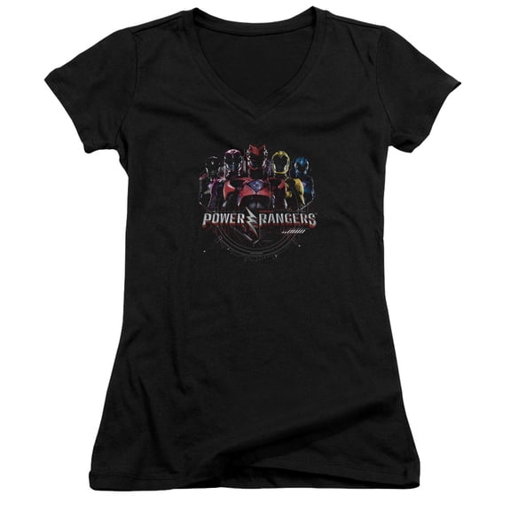 Power Rangers Ranger Circuitry Junior Women's V-Neck T-Shirt Black