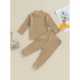 thumbnail image 4 of Bagilaanoe 2pcs Toddler Baby Girl Boy Pants Set Long Sleeve Ribbed Tops + Leggings 12M 18M 24M 3T 4T 5T Kids Casual Clothes, 4 of 9
