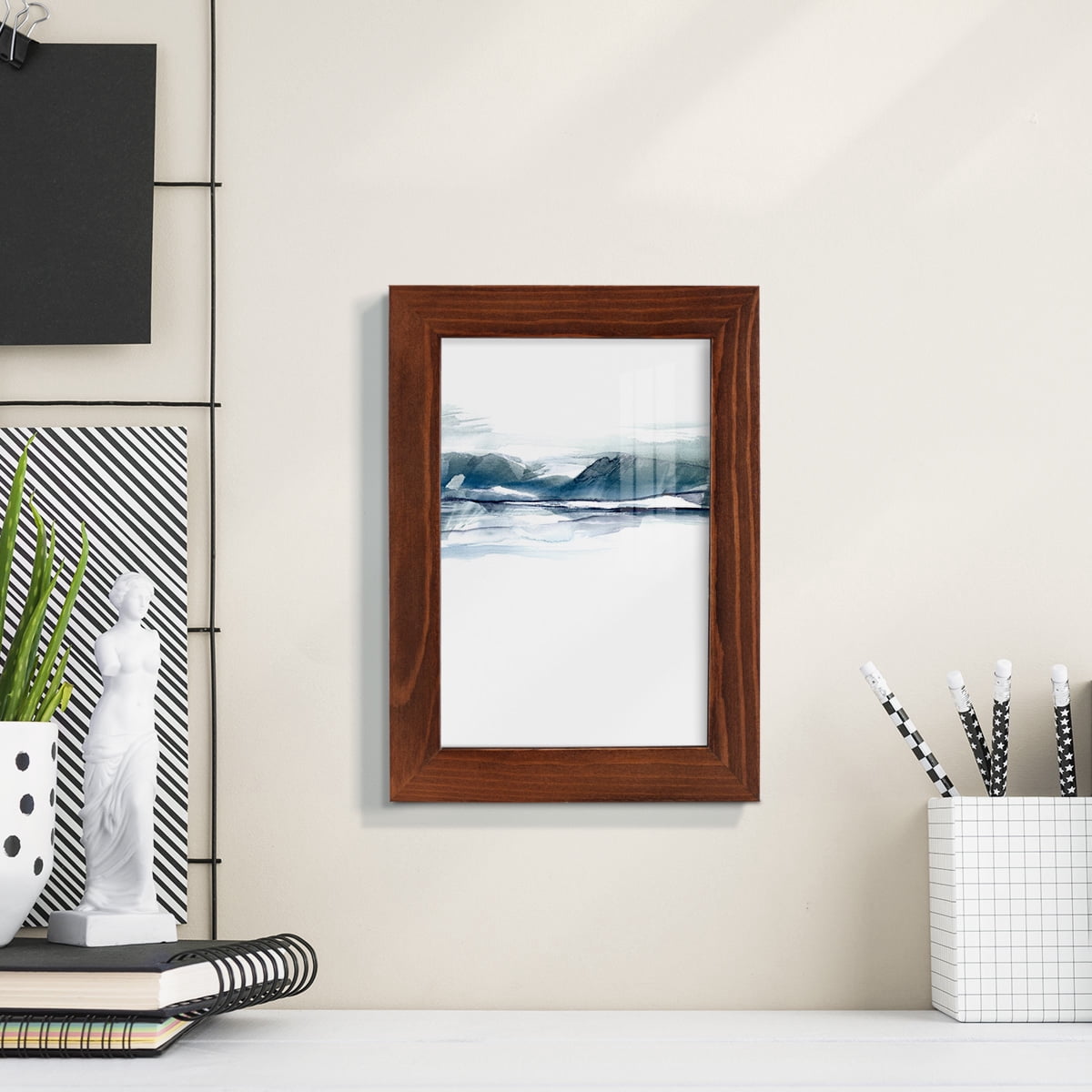 Stark Horizon I - Framed Print w/glass - Chestnut