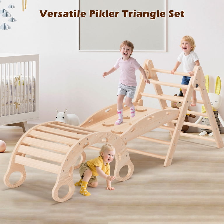 Lookfly 9 in1 Pikler Triangle Set Foldable Baby Climbing Toys for