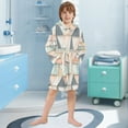 thumbnail image 5 of FORMRS Niños Bathrobe Unisex Hooded Robe Soft Plush Pajamas Sleepwear, Size 10-12T, Pink Geometric, 5 of 7