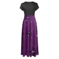 thumbnail image 5 of TIMIFIS Robes Maxi d'Halloween pour Femmes Manches Courtes Col Rond Vintage Horreur Citrouille Imprimée Fête Bal Longue Robe Automne/hiver, 5 of 5