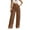 Brown, variant on Women Versatile Trousers Solid Color Straight Leg Suit Pants High Waisted Hanging Bottom With Pockets Design Durable Skin Friendly Fabric For Adult