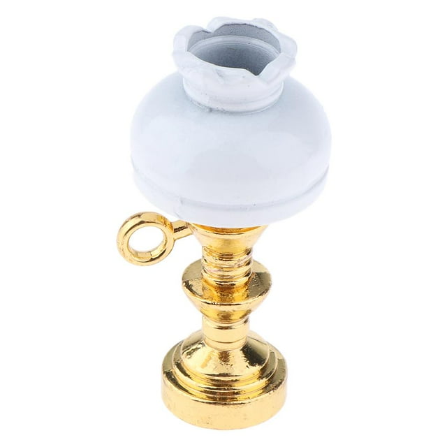 MERIGLARE 1:12 Scale Dollhouse Light, Ceramic Lampshade & Alloy Base, Miniature Desk Lamp