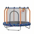 thumbnail image 2 of 55" Trampoline for Kids, iCapeson Indoor & Outdoor Toddler Trampoline with Safety Enclosure and Basketball Hoop, Round Jumping Mat Recreational Trampolines Birthday Gifts for Boys Girls, 2 of 4
