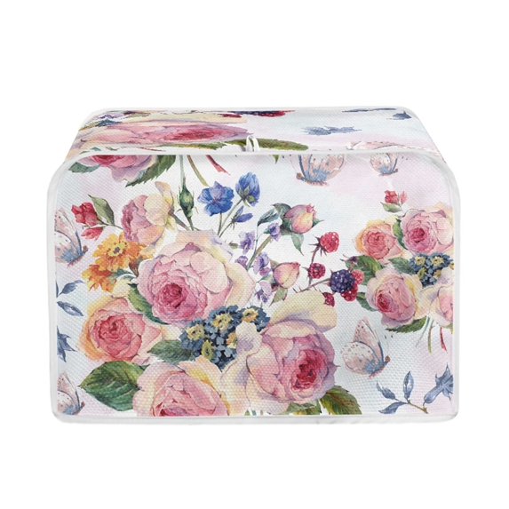 FKELYI Lightweight Toaster Cover Reusable Vintage Flower 4 Slice Toaster Cover Casual Stain Resistant Toaster Covers for Kitchen Wide Slot