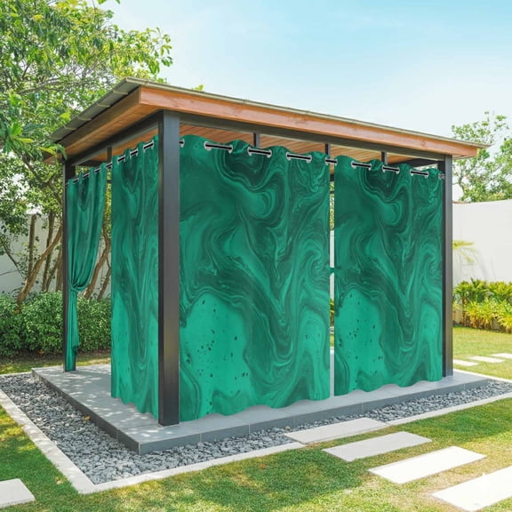 Outdoor Curtains for Patio Waterproof, Green Marble Outdoor Privacy Panels Grommet, Modern Farmhouse Gradient Abstract Fluid Art Blackout Outside Curtains for Porch/Cabana 54"x95", 2 Panels