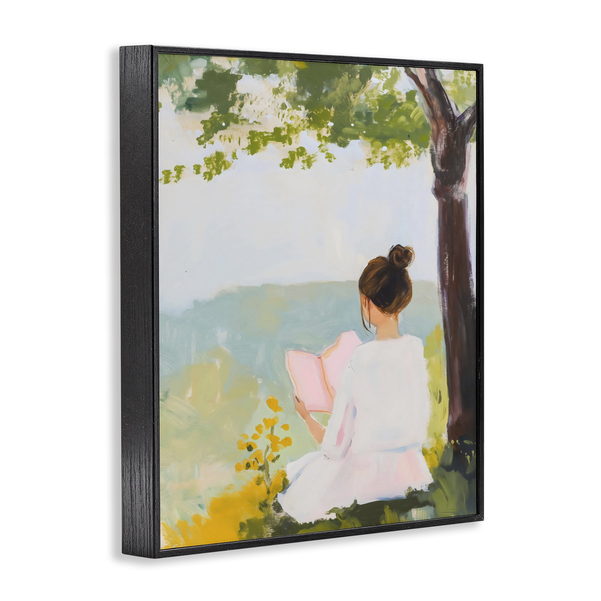 Stupell Industries Girl Reading in Nature Black Framed Giclee Art, design by The Prints Vibe
