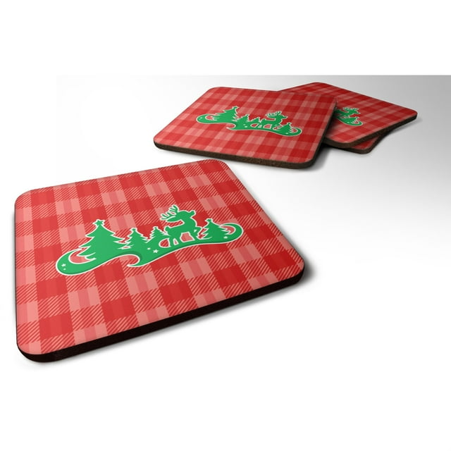 "Treasures Christmas Tree Rein Juego de posavasos de espuma roja de 4, 3.5, multicolor" Caroline's Treasures BB6972FC