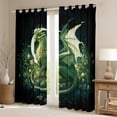 thumbnail image 3 of Feelyou Magic Green Dragon Black Out Curtains for Boys, Mystic Western Animal Curtains Pack of 2 (42x63 Each), Jungle Flower Floral Bedroom Curtains, Window Curtains Bedroom Decor, 3 of 7