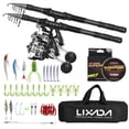 thumbnail image 1 of Spinning Rod kit,2 Pole Rod And Reel Combos With Lures Set Carrier Saltwater Pole With Reel Pole 2pcs Carbon Fiber Pole Reels Kit Line Lures Set With Carry Saltwater Freshwater Carry, 1 of 6