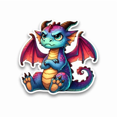 DOPASTICKER Grumpy Animal Cute Dragon Sticker Decal Car Window Scrapbook Phone Decal Water Bottle Stickers Cars Stickers Water Bottle Stickers For Kids