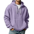 thumbnail image 2 of Huowey Mens Sweatshirt Half Zipper Up Long Sleeve Plaid Oversized Casual Hoodies Pullovers Tops Solid Color Unique Activities Stylish Thermal Streetwear,Light Purple,XXXXXL, 2 of 4