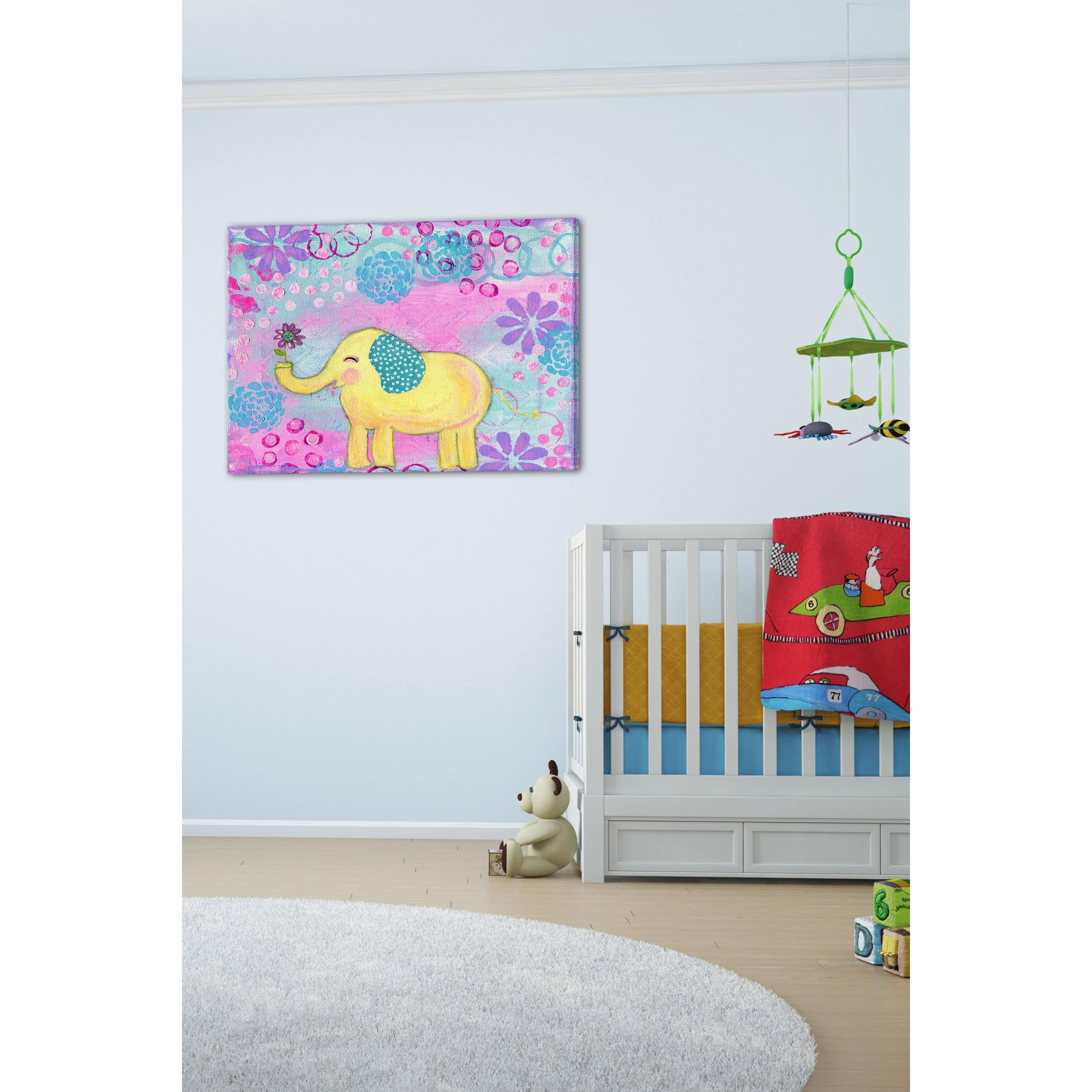 Marmont Hill "Yellow Elephant" by Jill Lambert Painting Print on Wrapped Canvas