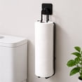 thumbnail image 2 of Toilet Roll Paper Holder, Tissue Storage Organizer, Over The Tank Toilet Paper Roll Holder Wall Mount, Heavy-Duty Metal Adhesive Hanging Toilets Tissue Holder for Bathroom and Camper,Black, 2 of 9