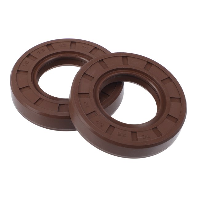 Sellos de aceite universales TC de doble labio con resorte de acero, sellos de eje rotativo de alta presión de goma FKM marrón, 2 piezas 28x52x10mm