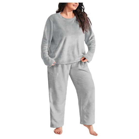 Pajamas for Women Set Plus Size Flannel Thickened Warm Coral Sleepwear Pjs Sets