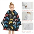 thumbnail image 6 of Multicolor Controllers Games Icons Black Pattern Blanket Hoodies for Kids 6-13YR Oversize Wearable Blanket Hoodies for Boys Girls Teens, 6 of 7
