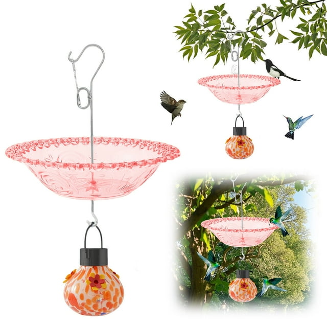 Huanglei Hanging Solar Bird Feeder Outdoor Decorative Bird Bath Pendant Balcony Garden Hummingbird