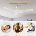 thumbnail image 5 of Dextrus 52" Modern Ceiling Fan with Noise-free DC Motor, 3 Powerful ABS Blades, Remote Control, Ideal for Living Room Bedroom Kitchen Study, Matte White, 5 of 5