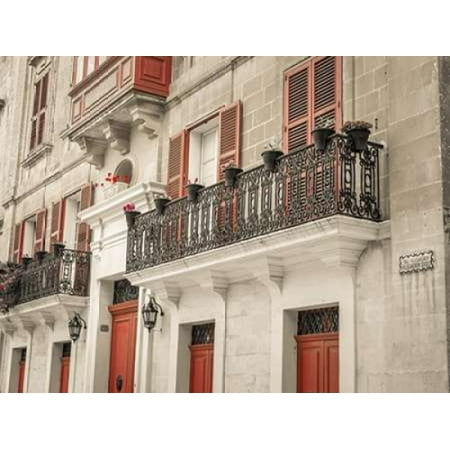 Traditional Maltese house with balcony Mdina Malta Canvas Art - Assaf Frank (18 x 24)