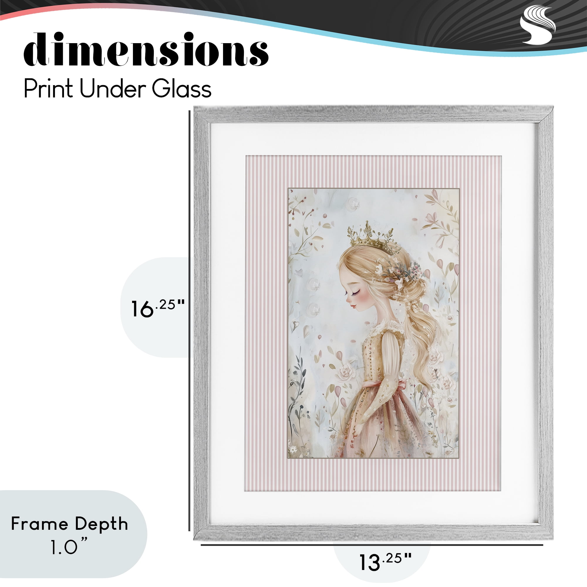 Stupell Industries Enchanted Dreams Princess Gray Framed Print Under Glass, design by Christine Simpson Art