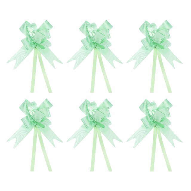 Unique Bargains 8 Inch Pull Bows Ribbon Gift Wrapping String Rose Pattern Decorative Bow Tie Green 100 Pack