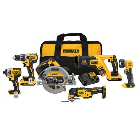 DeWALT DCK684D2 20-Volt 6-Tool Drill/Driver/Saws/Oscillating Tool/Light Combo