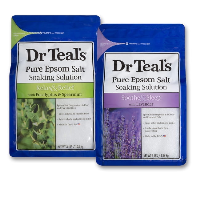 Set de regalo Bath Soaking Solution Dr. Teal's Epsom Salt, 2 x 1,36 kg