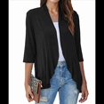thumbnail image 1 of Cárdigan Abierto para Mujer, 3/4, Tejido Suave Drapeado, Color Negro, Talla XL, 1 of 7