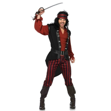 Leg Avenue Men's Captain Scurvy Pirate Costume, X-Large, Black/Burgundy