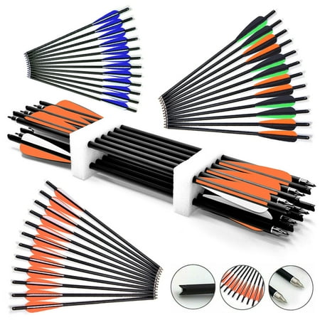 SAYFUT 12 PCS Carbon Crossbow Bolts Hunting Archery 20 Inch Arrows with 4 TPU vanes and Replaced Arrowhead/ Removable Tip