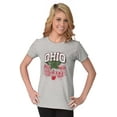 thumbnail image 4 of Ohio Stenciled Buckeye Leaf OH Cool Womens Slim Fit Graphic Tee Brisco Brands L, 4 of 5