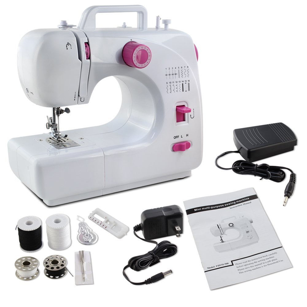 Portable Desktop Electric Home Sewing Machine 16 Built-In Stitches 2 Speeds