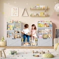 thumbnail image 3 of Homfa Kids Bookcase with Reading Nook, 75" W Kids Toy Storage Organizer with 2 Drawers, Kid Bench for Playroom Kids Room Living Room, Gray, 3 of 7